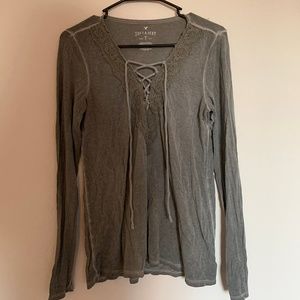 Fun flowy lace up v neck